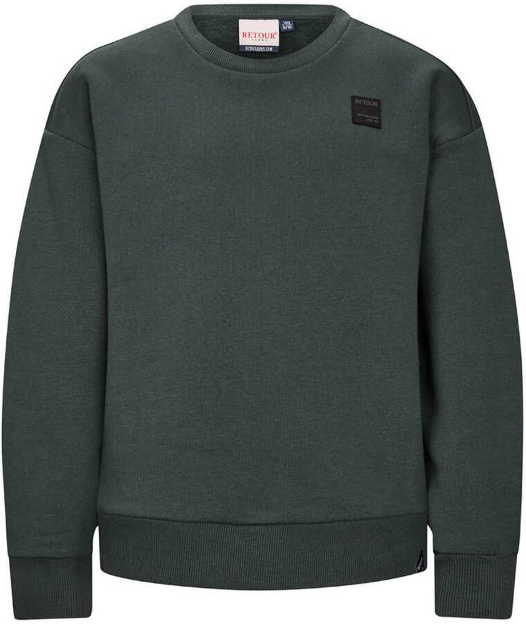Retour Jeans sweater met backprint donkergroen