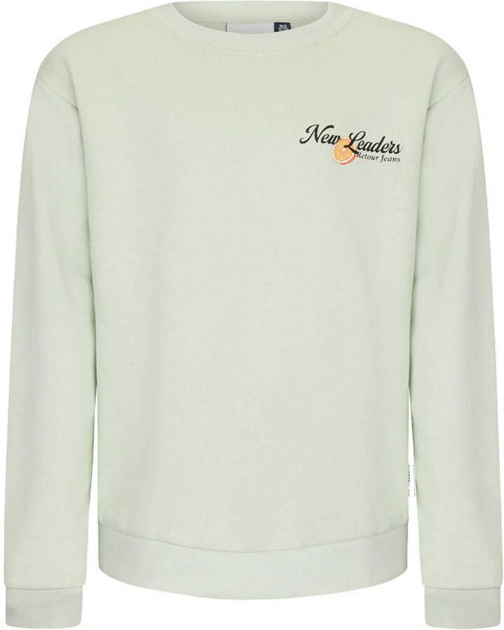 Retour Jeans sweater met backprint mintgroen