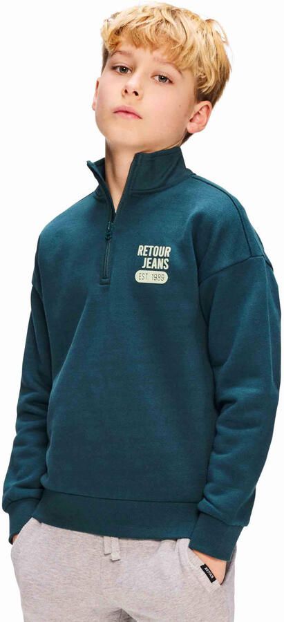 Retour Jeans sweater met print donkerblauw