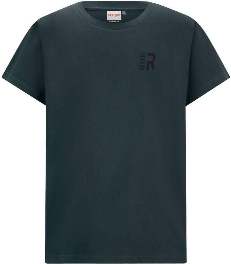 Retour Jeans T-shirt donkergroen Jongens Katoen Ronde hals Effen