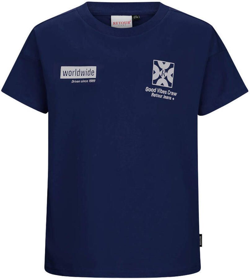 Retour Jeans T-shirt met backprint donkerblauw