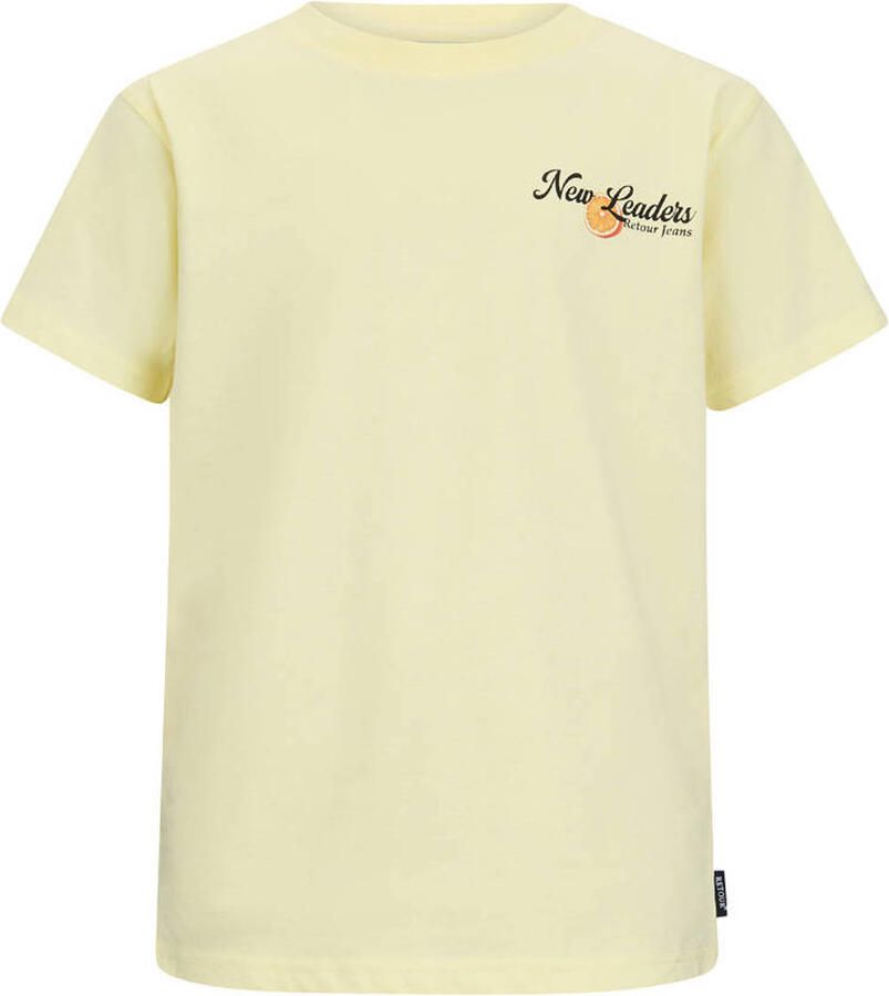 Retour Jeans T-shirt met backprint lichtgeel