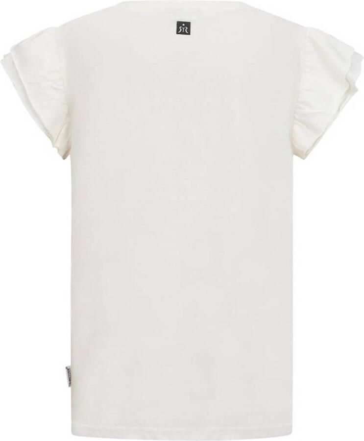 Retour Jeans T-shirt Oda met printopdruk en ruches wit Meisjes Katoen Ronde hals 122 128