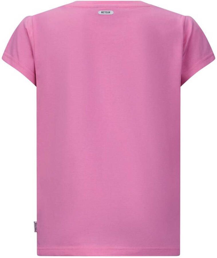 Retour Jeans T-shirt Wendy met printopdruk roze Meisjes Katoen Ronde hals 122 128