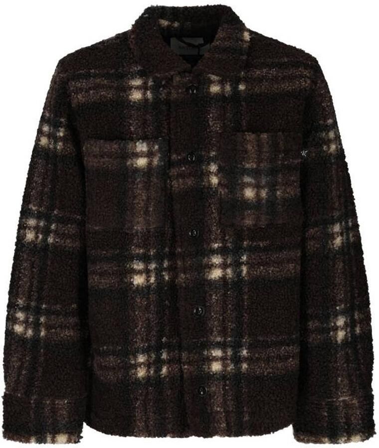 Retour Jeans teddy geruit overshirt chocoladebruin ecru Overhemd Ruit - Foto 2
