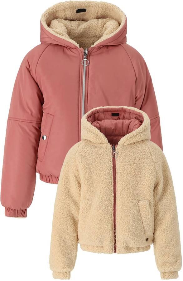 Retour Jeans teddy reversible jas roze beige Meisjes Polyester Capuchon
