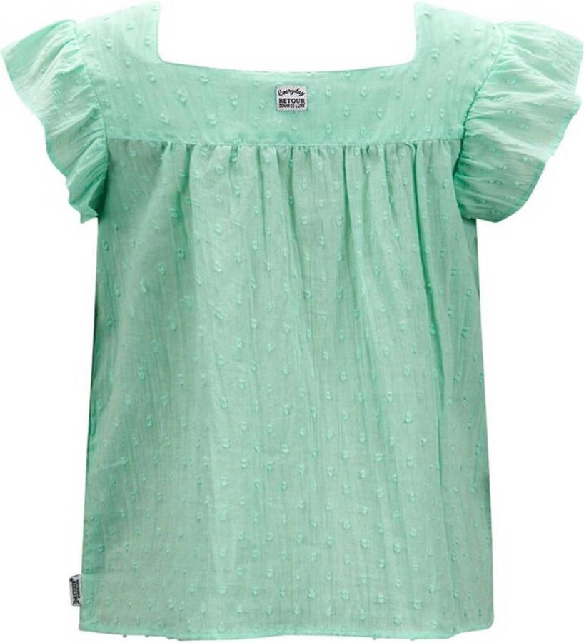 Retour Jeans top Isla met ruches mintgroen Meisjes Katoen Vierkante hals 146 152