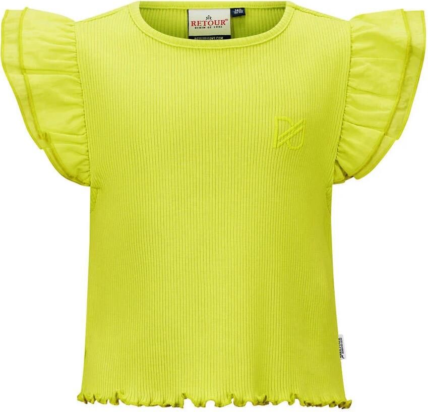 Retour Jeans top Royce neon geel Meisjes Katoen Ronde hals Effen 146 152