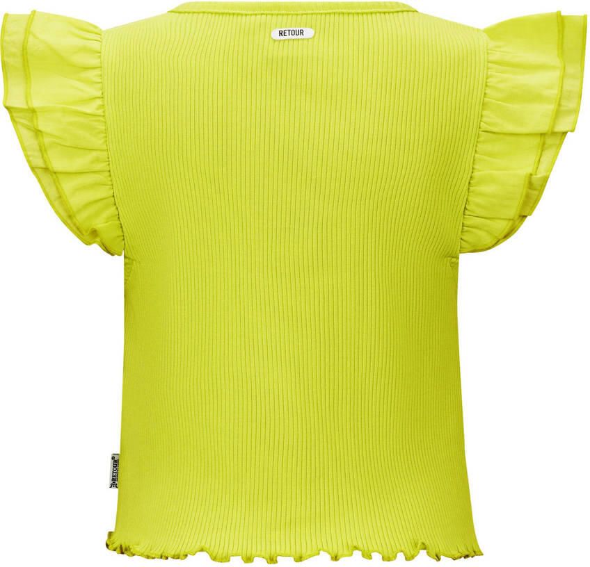 Retour Jeans top Royce neon geel Meisjes Katoen Ronde hals Effen 122 128 - Foto 2
