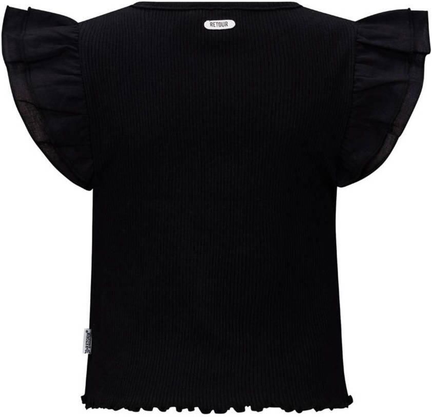 Retour Jeans top Royce zwart Meisjes Katoen Ronde hals Effen 146 152