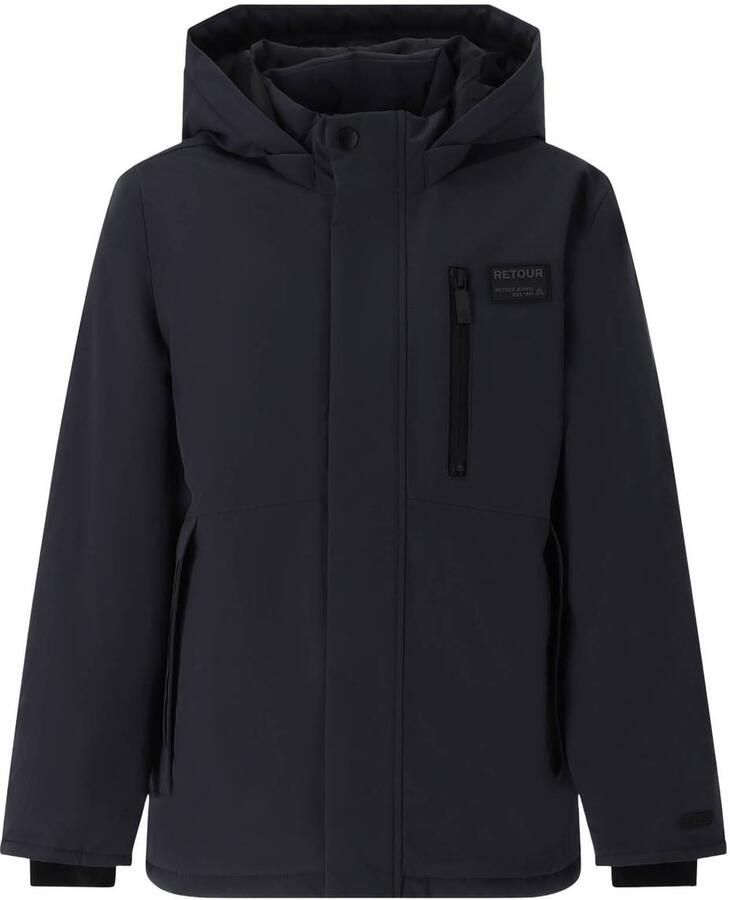 Retour Jeans winterjas donkergroen Jongens Polyester Capuchon Effen