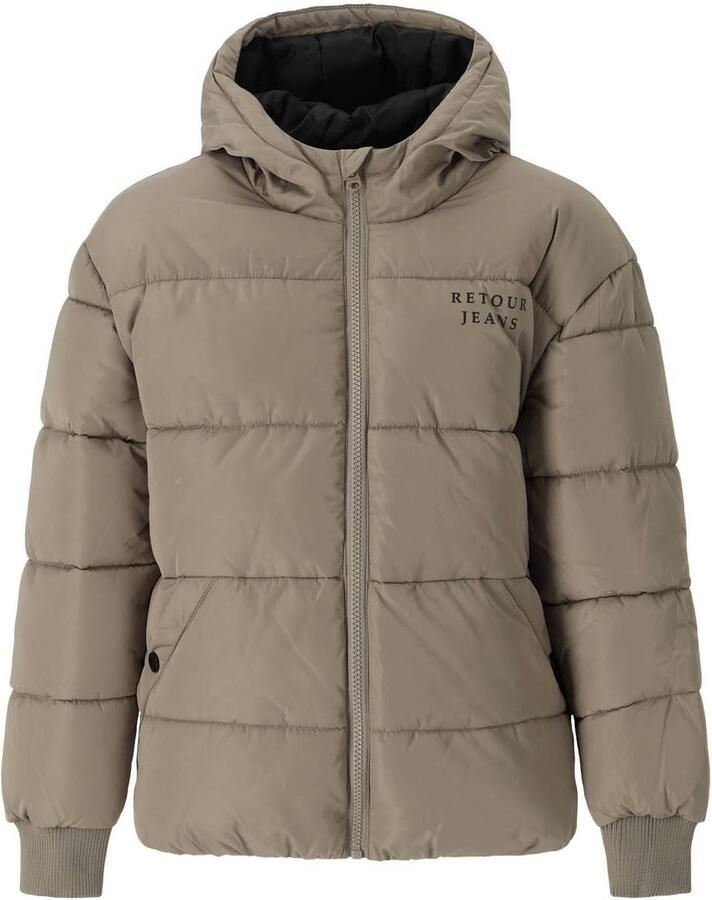 Retour Jeans winterjas lichtgrijs Jongens Polyester Capuchon Effen