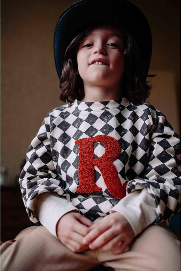 Riffle Amsterdam geruite sweater zwart offwhite Ruit - Foto 2