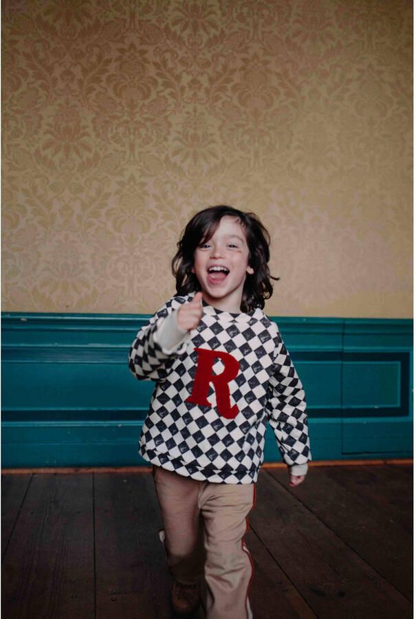 Riffle Amsterdam geruite sweater zwart offwhite Ruit - Foto 3