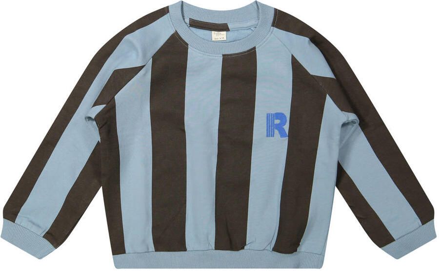 Riffle Amsterdam gestreepte sweater donkerbruin lichtblauw Streep