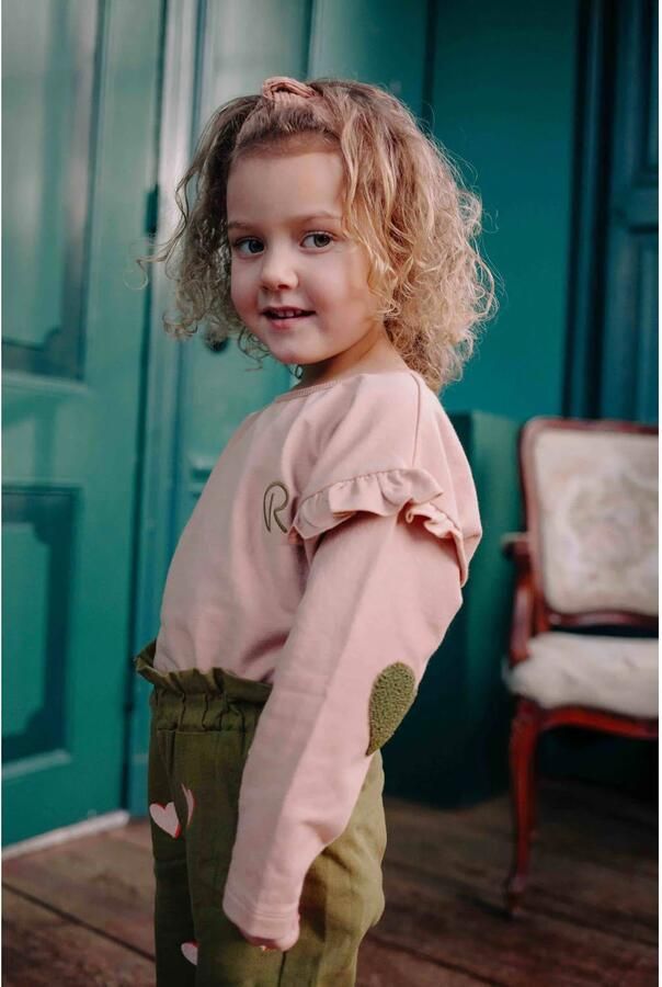 Riffle Amsterdam sweater met ruches roze Effen - Foto 3