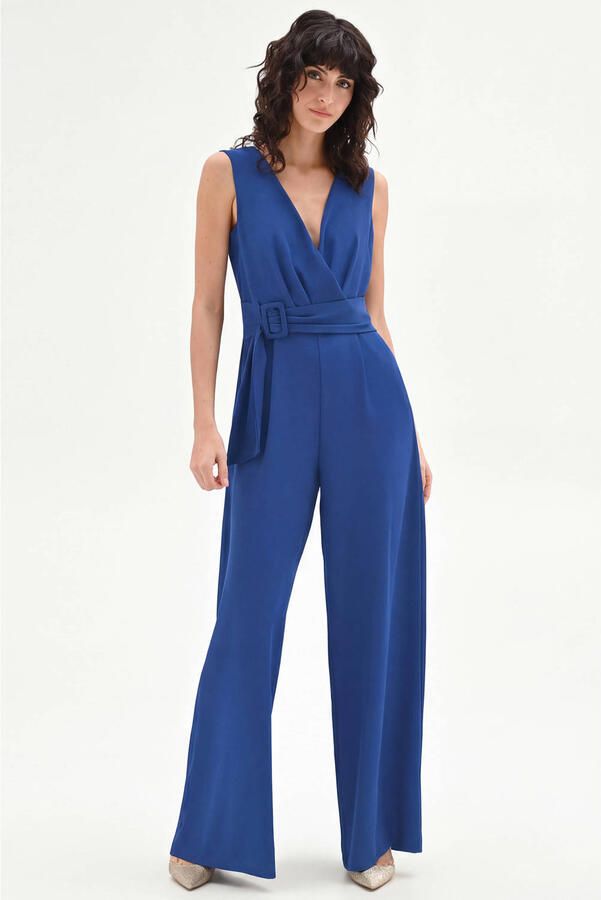 Rinascimento jumpsuit met ceintuur blauw