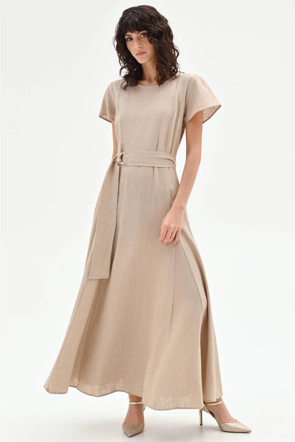 Rinascimento maxi jurk beige