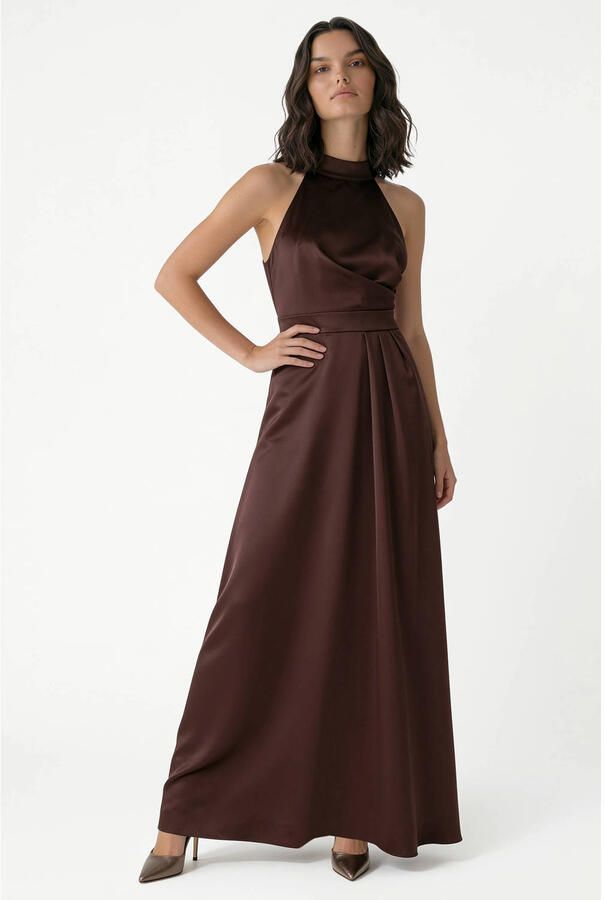 Rinascimento maxi jurk bruin
