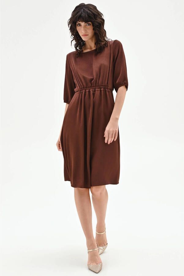 Rinascimento midi jurk bruin