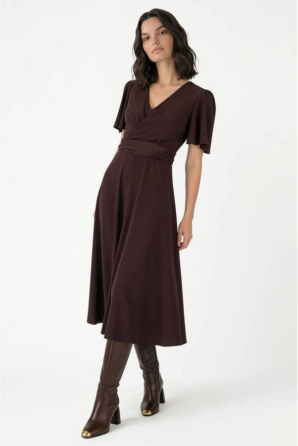 Rinascimento midi jurk bruin