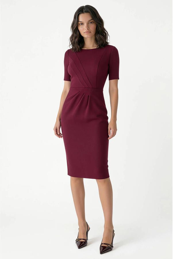 Rinascimento midi jurk donkerrood