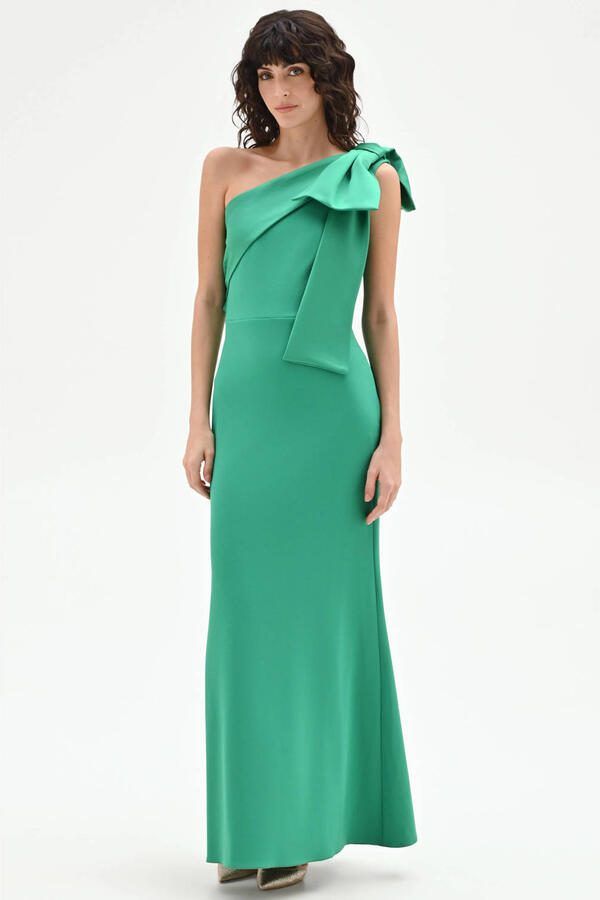 Rinascimento one shoulder maxi jurk groen