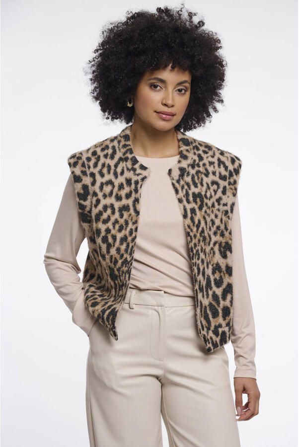 Rino & Pelle bodywarmer met panterprint bruin