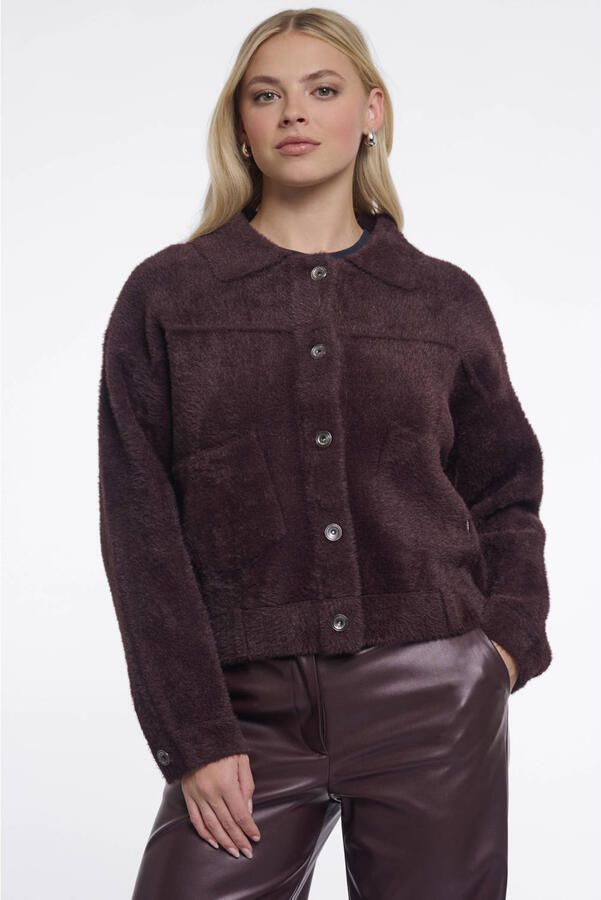 Rino & Pelle faux fur jas donkerrood