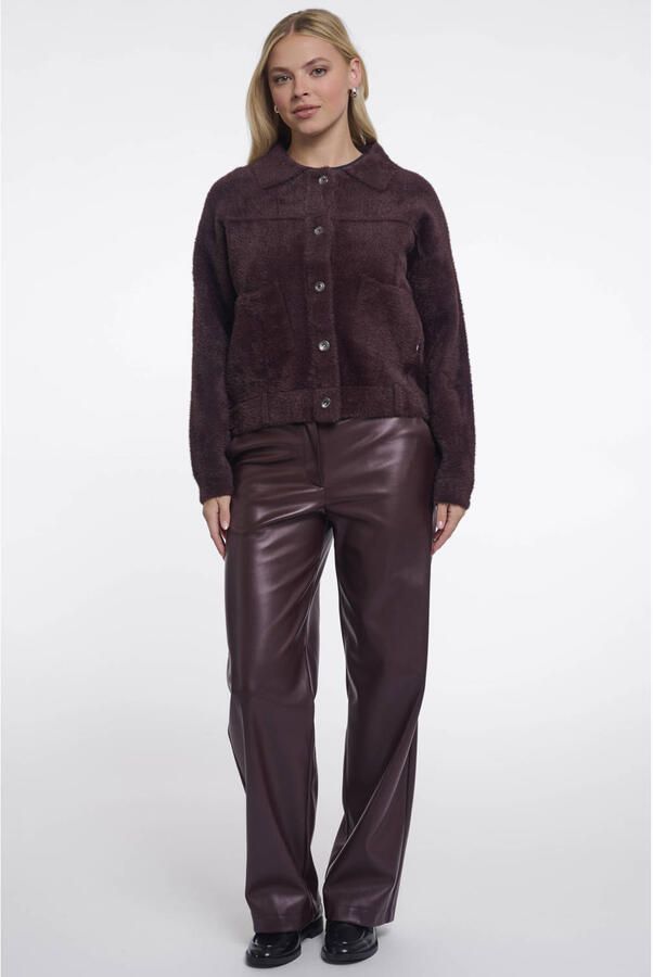 Rino & Pelle faux fur jas donkerrood - Foto 3