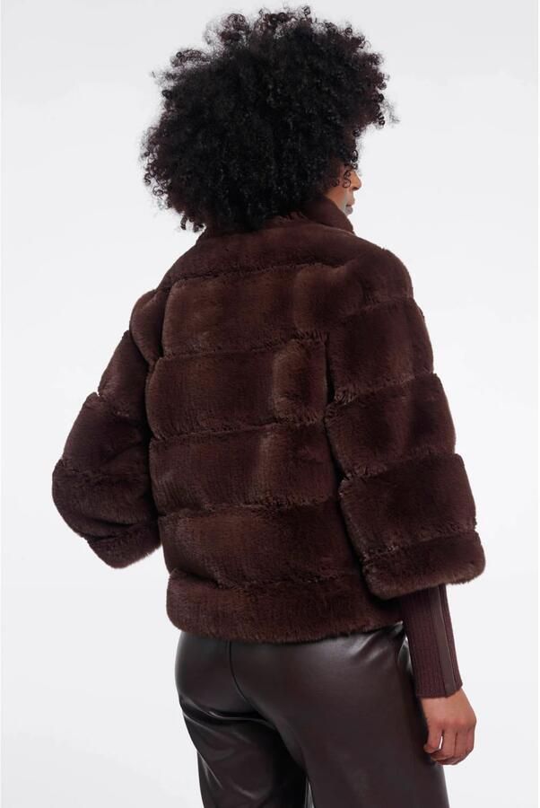 Rino & Pelle faux fur jas donkerbruin - Foto 3