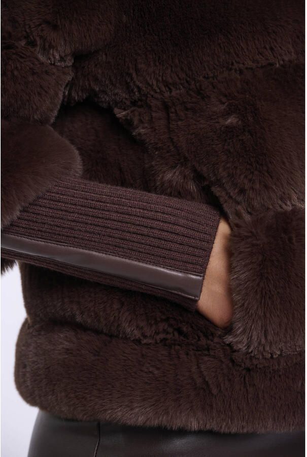 Rino & Pelle faux fur jas donkerbruin - Foto 2