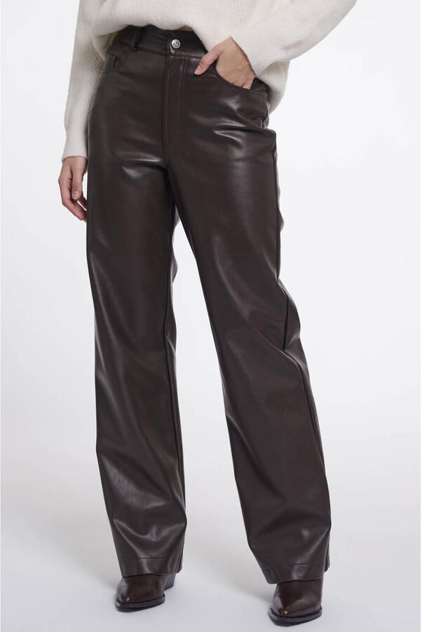 Rino & Pelle high waist loose fit broek donkerbruin