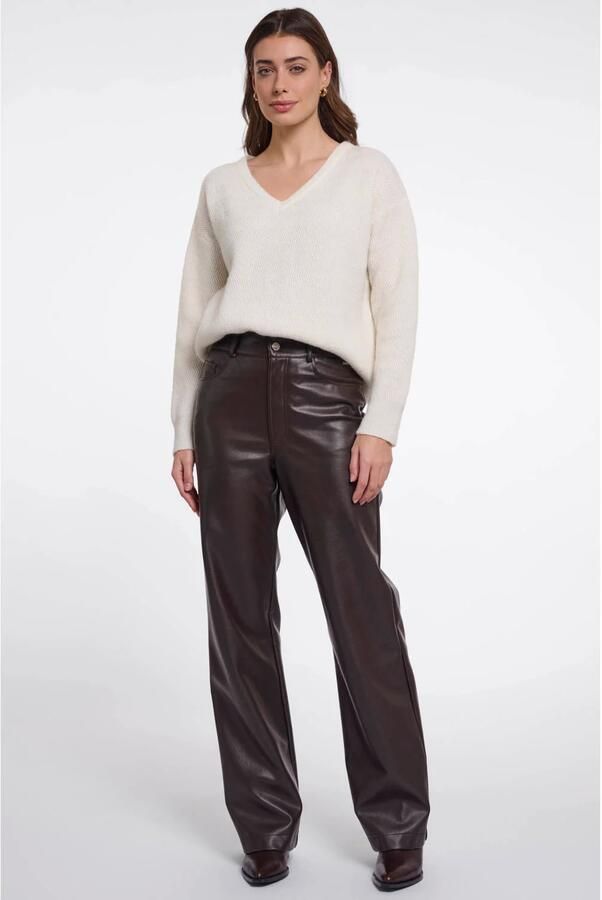 Rino & Pelle high waist loose fit broek donkerbruin - Foto 3