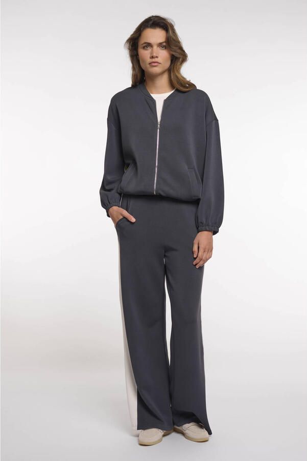 Rino & Pelle wide leg high waist gestreepte broek grijs - Foto 3