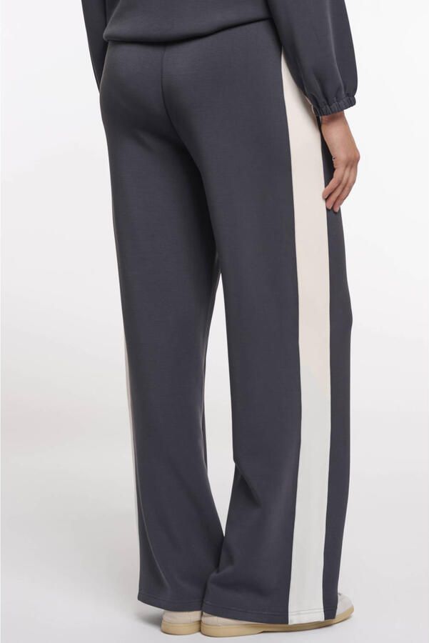 Rino & Pelle wide leg high waist gestreepte broek grijs - Foto 2