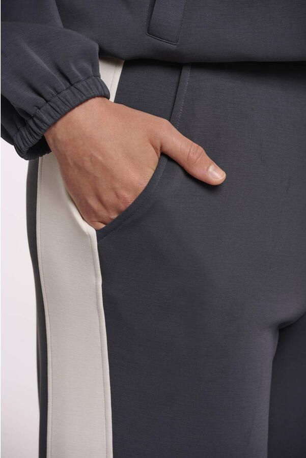 Rino & Pelle wide leg high waist gestreepte broek grijs - Foto 3