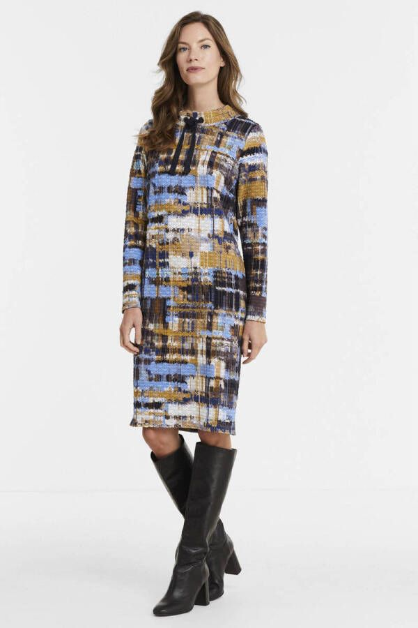 ROBERTO SARTO jurk met all over print lichtblauw cognac