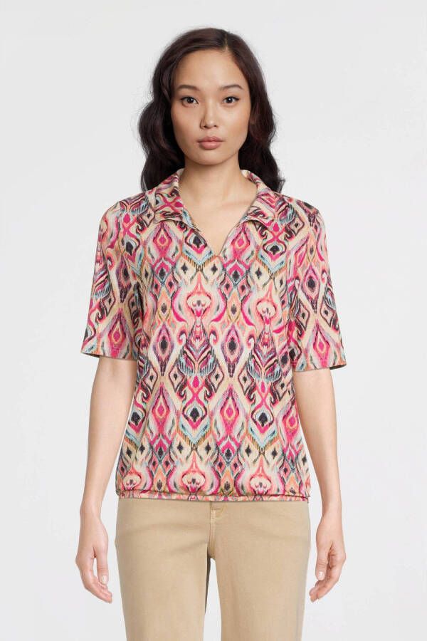 ROBERTO SARTO top met all over print beige rood