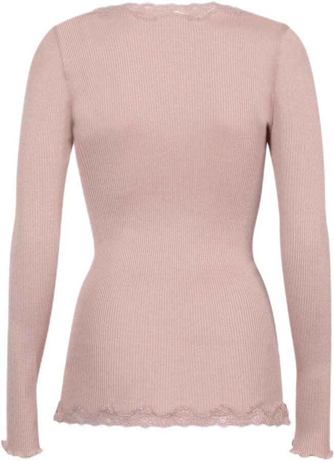 Rosemunde ribgebreid vest met zijde oudroze