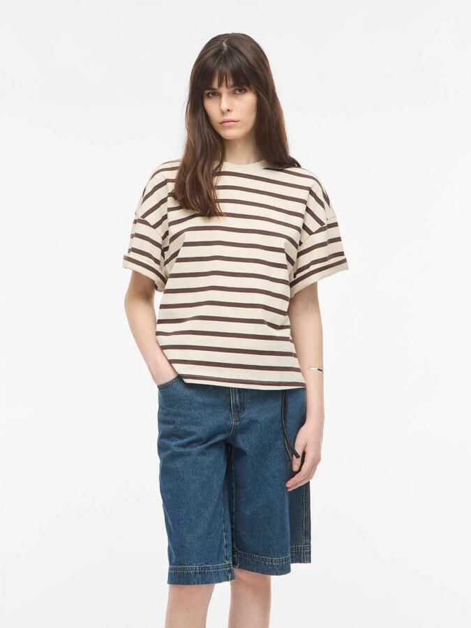 ROUGE EDIT gestreept T-shirt beige