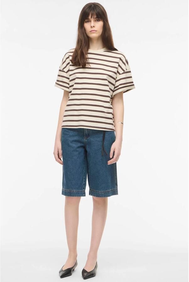 ROUGE EDIT gestreept T-shirt beige - Foto 3