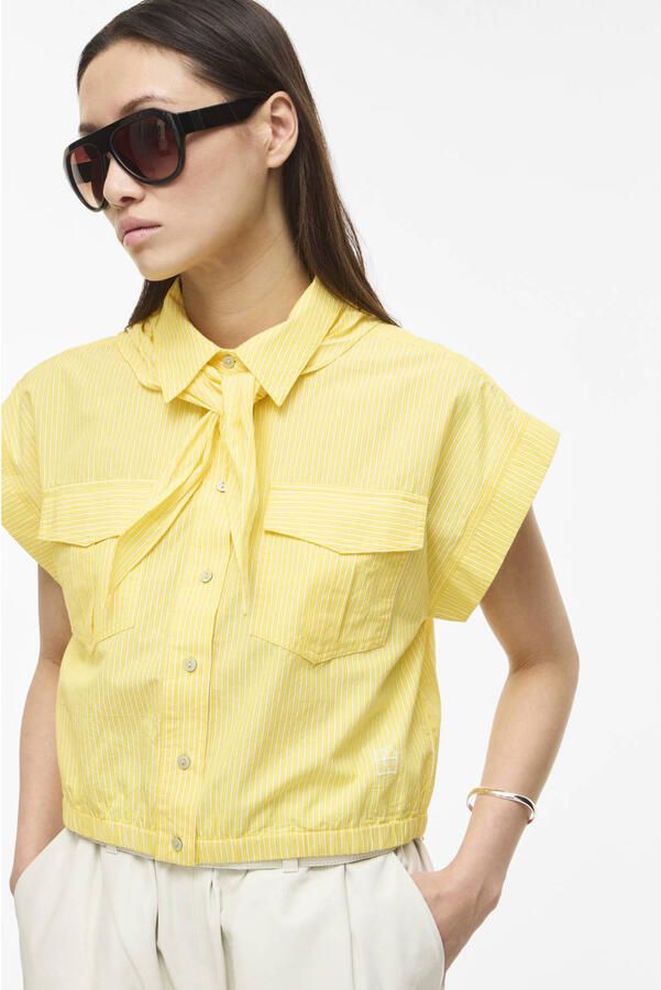 ROUGE EDIT gestreepte blouse lichtgeel - Foto 3