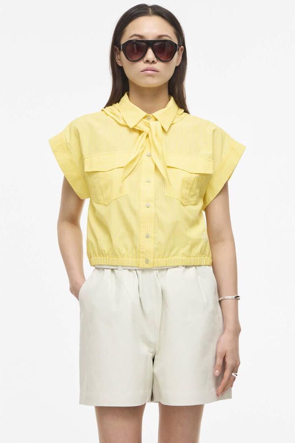 ROUGE EDIT gestreepte blouse lichtgeel