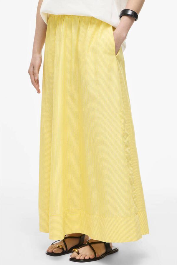 ROUGE EDIT gestreepte maxi rok lichtgeel - Foto 2