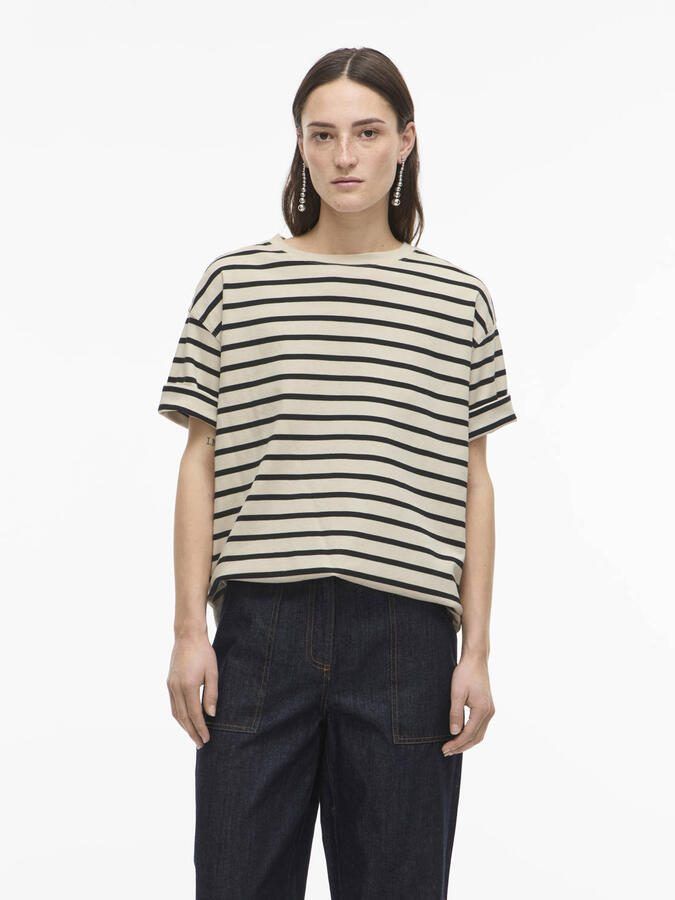 ROUGE EDIT gestreepte T-shirt bruin