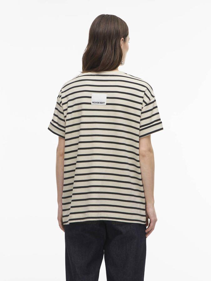 ROUGE EDIT gestreepte T-shirt bruin - Foto 3