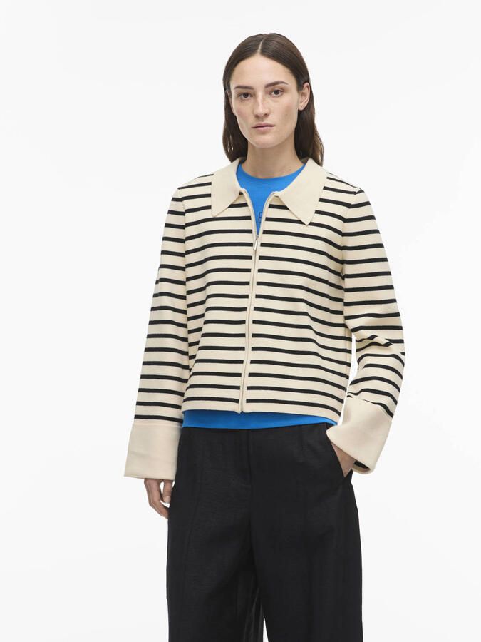 ROUGE EDIT gestreepte vest donkerbruin gebreid