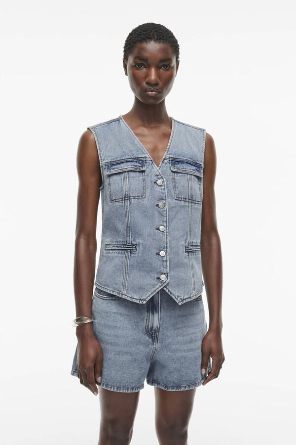 ROUGE EDIT Dames Blazers Roujolie Denim Waistcoat Blauw - Foto 7