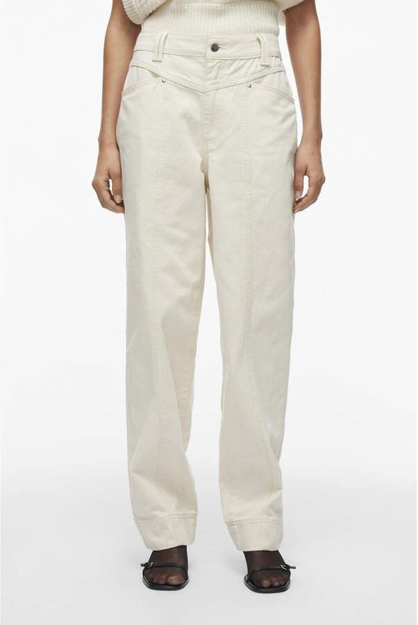 ROUGE EDIT high waist loose fit jeans ecru